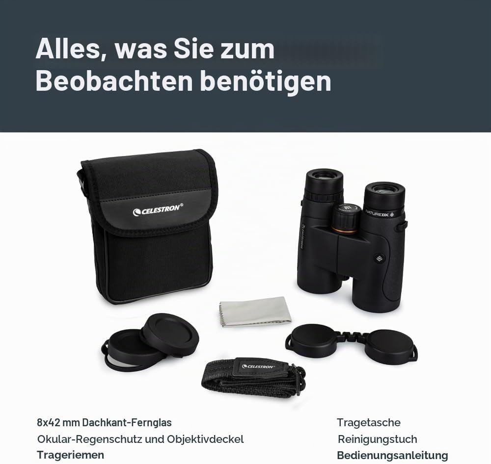 Celestron 72322 Nature DX 8x42 Fernglas für Natur- und Vogelbeobachtungen, vollvergüter mit BaK-4-Pr