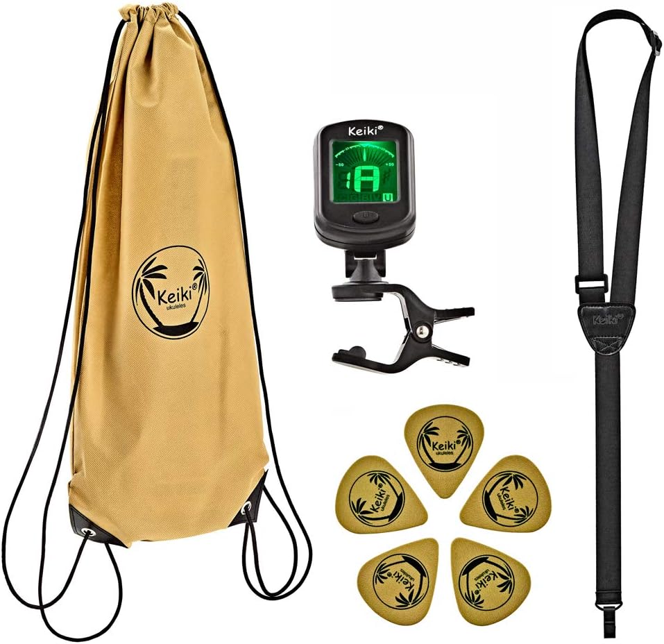 Ortega Guitars Sopran Ukulele bunt - Keiki K2 - Starterkit inklusive Tuner, Gurt, 5 Medium Plektren