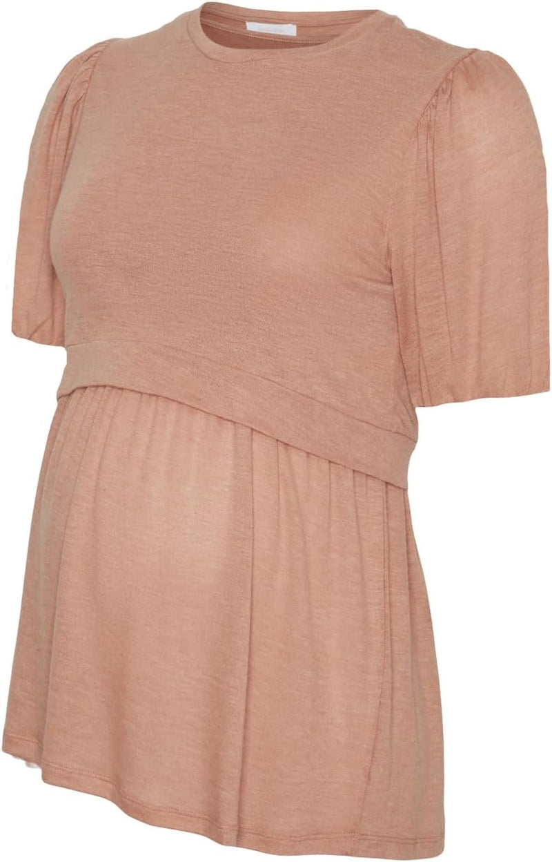 MAMALICIOUS Damen Umstandshirt, S Golden Ochre/Detail:melange