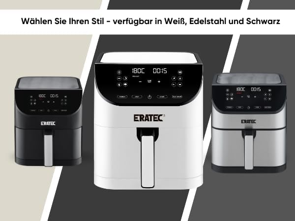 ERATEC AF-66 Heissluftfritteuse XXL 5,5L 1500W Air Fryer ohne Öl Heisluftfritöse mit LED Touchscreen