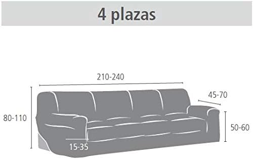 Eysa Cora bielastisch Sofa überwurf 4 sitzer Farbe 00-Ecru, Polyester-Baumwolle, 36 x 27 x 19 cm