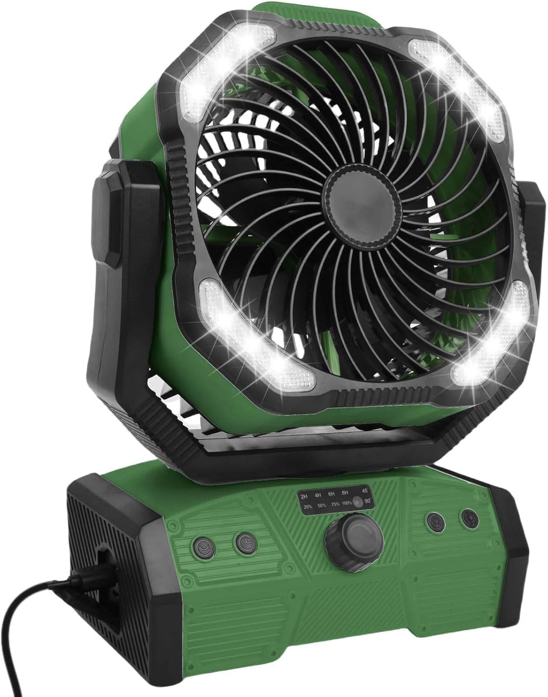 ELZO 30000mAh Camping Ventilator, Wiederaufladbarer Tischventilator USB Ventilator mit LED Licht & H