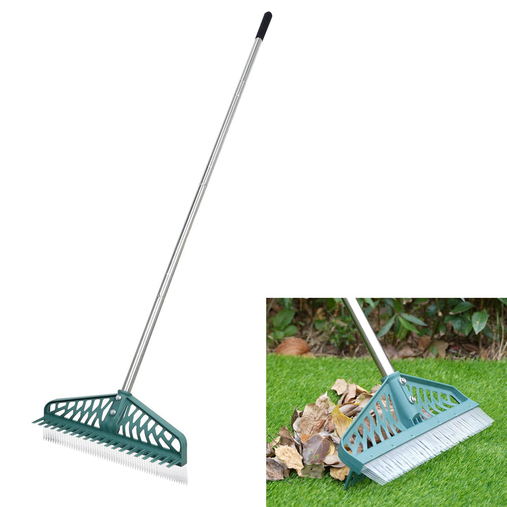 YEELOR Kunstrasenrechen Innovatives zweiseitiges Rechen, 152,4 cm Verstellbarer Griff für Kunstrasen