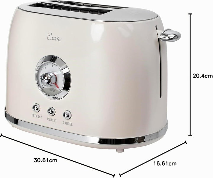 Toaster Retro Style Nostalgia 200, 800 Watt, 2 Scheiben, einstellbarer Bräunungsgrad, automatische Z