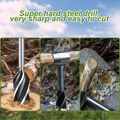 Handschneckenbohrer bushcraft,manueller Überlebensbohrer mit Lederhülle,handbohrer set,Outdoor Handb