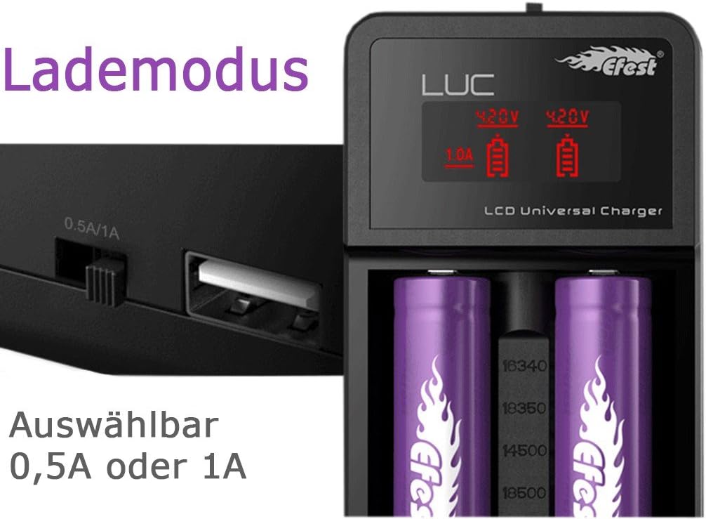 Efest LUC LCD Ladegerät für Li-Ionen Akkus incl. KFZ Adapter von Dampferkiste