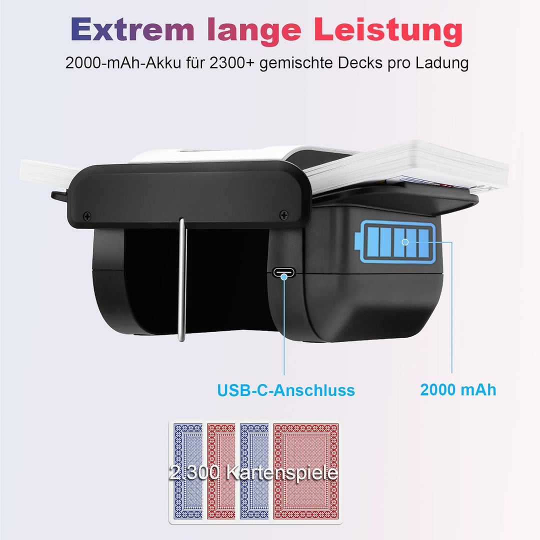 BATURU Wiederaufladbarer kartenmischmaschine elektrische, Automatischer Kartenmischer 2 Stapeln - sc