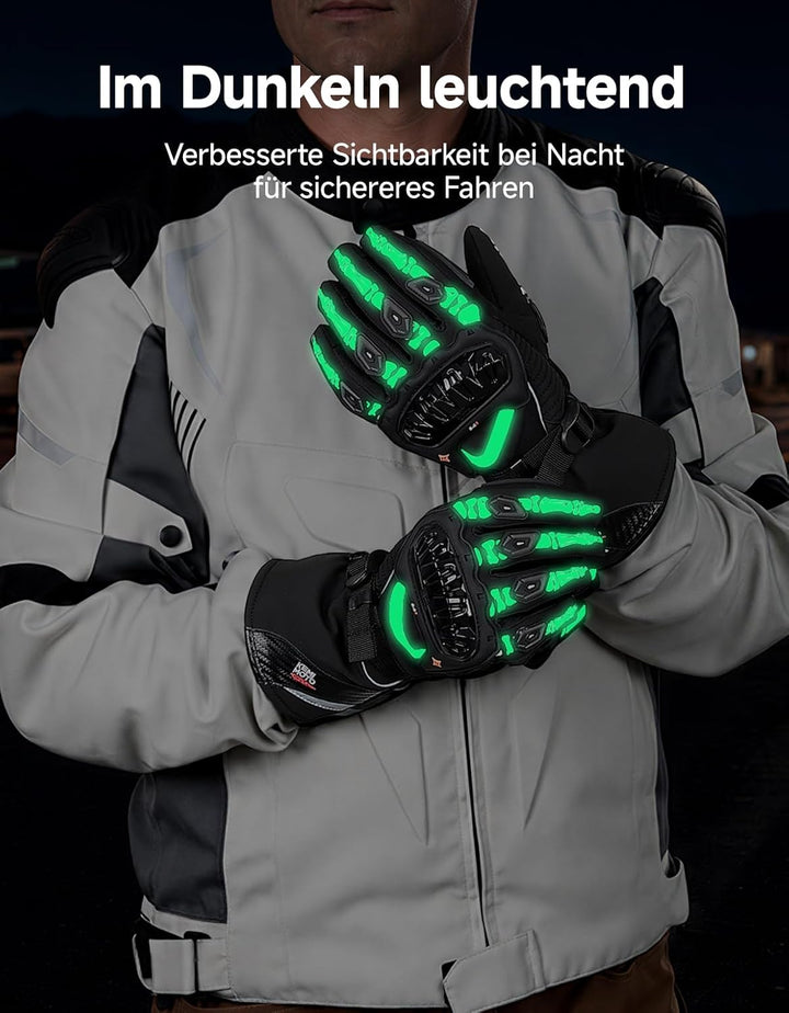 KEMIMOTO Winter Motorradhandschuhe, geprüfte Motorradhandschuhe,Motorrad Handschuhe Winter, Touchscr