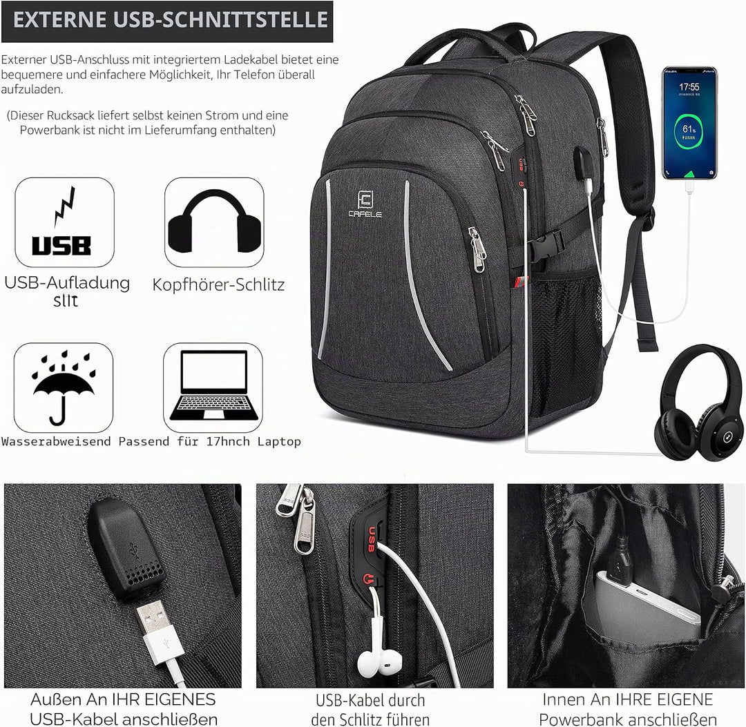 Cafele Rfid Anti-Diebstahl-Rucksack Laptop Schulrucksack Teens Bookbag Mittlerer Computerrucksack mi