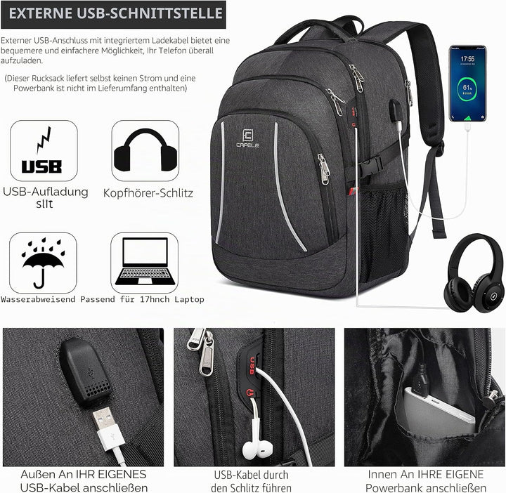 Cafele Rfid Anti-Diebstahl-Rucksack Laptop Schulrucksack Teens Bookbag Mittlerer Computerrucksack mi