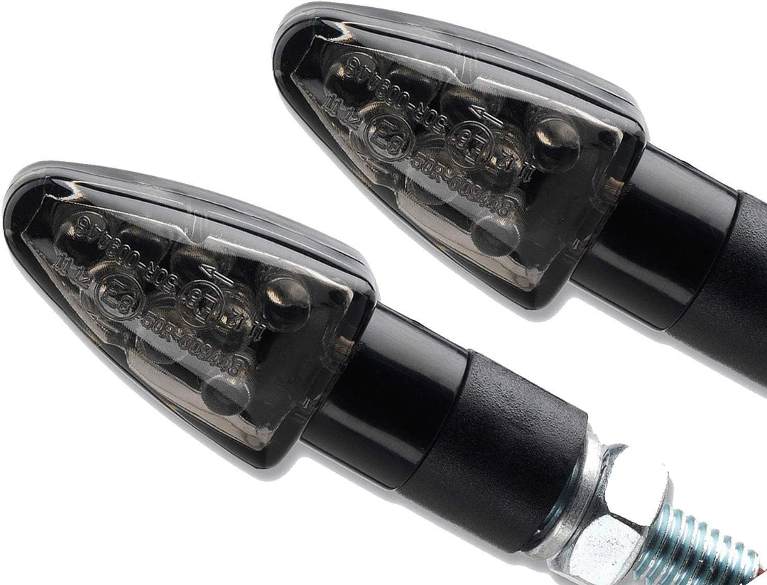 Germany Motorsports LED Motorrad Mini Blinker Wizzard Schwarz kurz universal 12V e-geprüft vorn hint