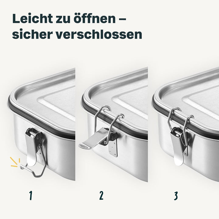 SILBERTHAL Brotdose Edelstahl mit Fächern – 1200ml Lunchbox Erwachsene – Auslaufsicher &amp; Leicht – Mi