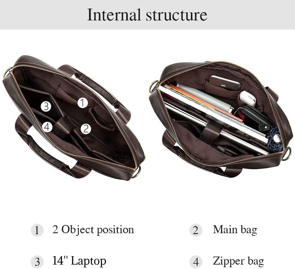 BAIGIO Aktentasche Herren Leder Laptoptasche Handtasche Business Umhängetasche 14 Zoll Vintage Leder