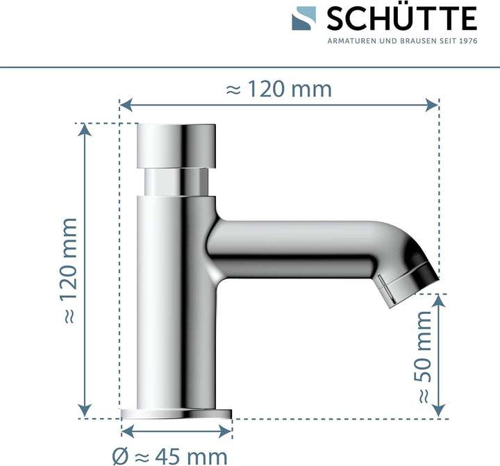 SCHÜTTE Kaltwasserhahn Lima, Armatur, Wasserhahn Bad nur für Kaltwasser, Standventil mit schickem Dr