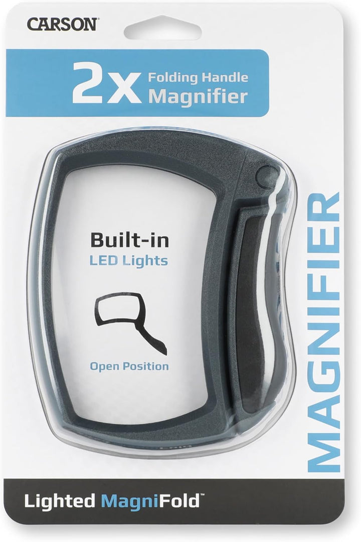 Carson Lighted MagniFold 2x Handlupe mit Komfort-Klappgriff und LED (MJ-50) Vergrösserung (MJ-50), V