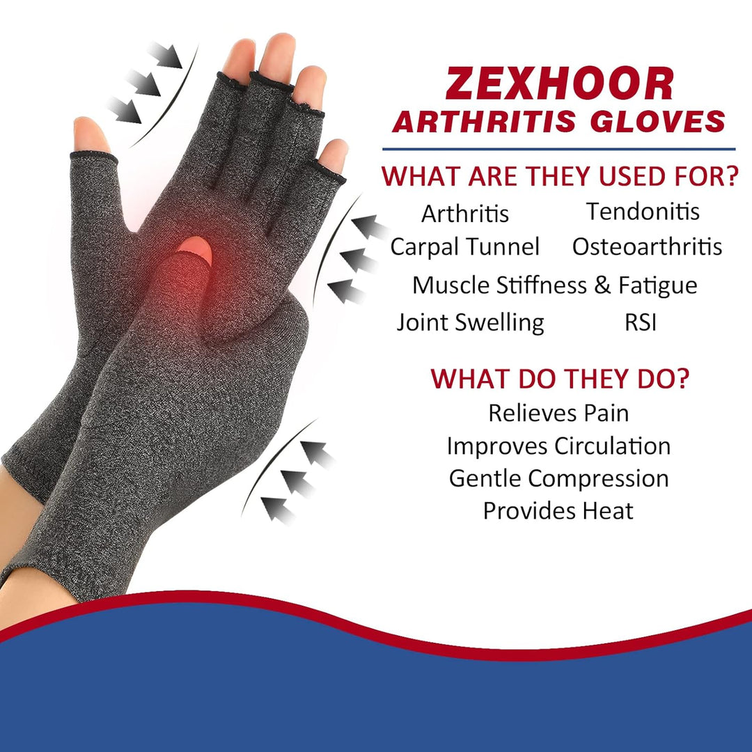 2 Paar Arthritis Kompressionshandschuhe für Damen und Herren, Karpaltunnelschmerzlinderung, fingerlo