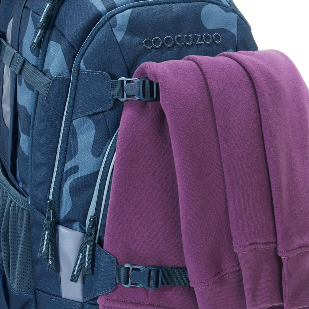 Coocazoo Schulrucksack-Set MATE „Breaking Waves“ 3-teilig, blau, ergonomischer 30L Tornister, mit Br