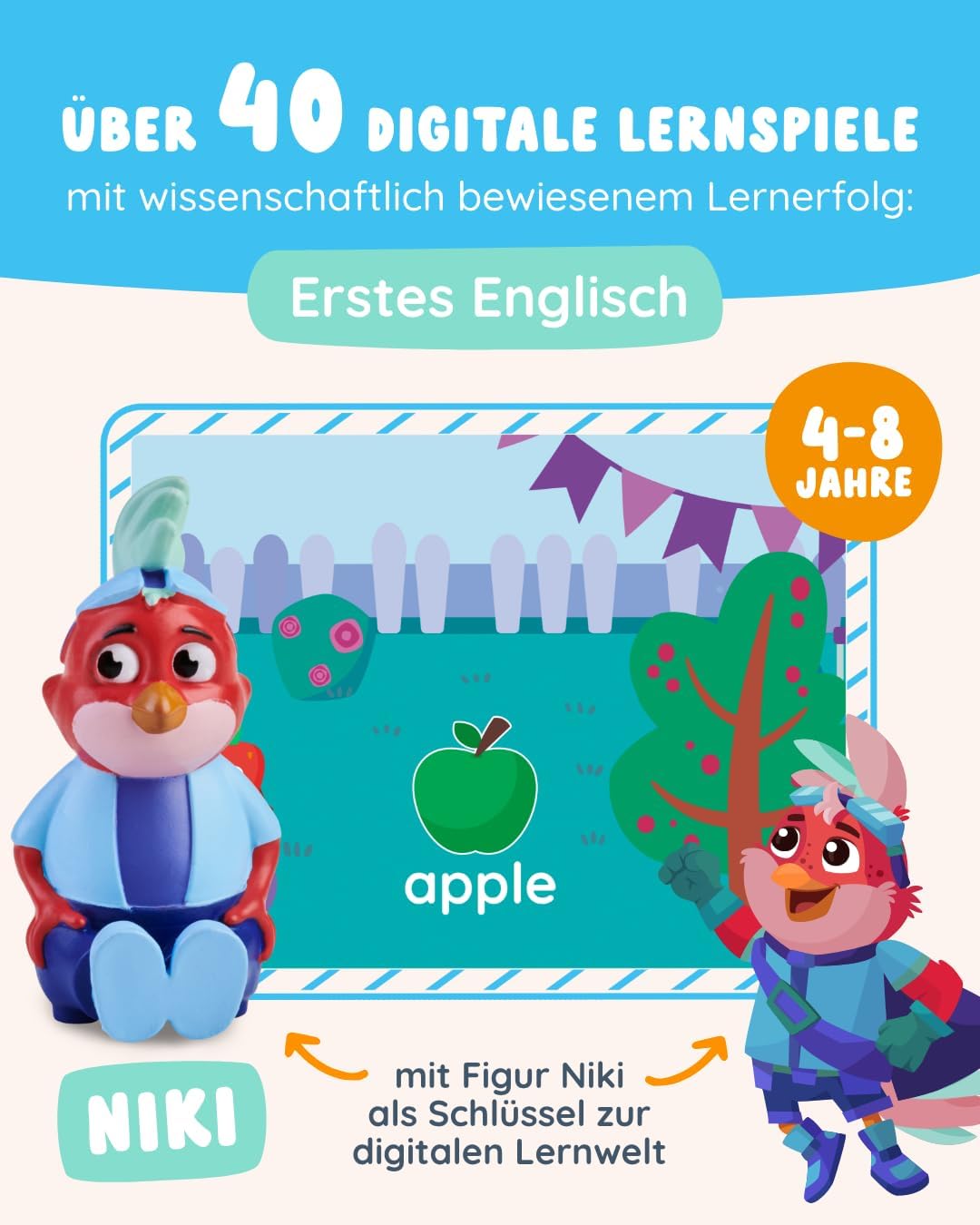 Edurino Figur Niki Erstes Englisch ab 4 Jahren inkl. App | Innovatives & digitales Lernspiel | Spiel