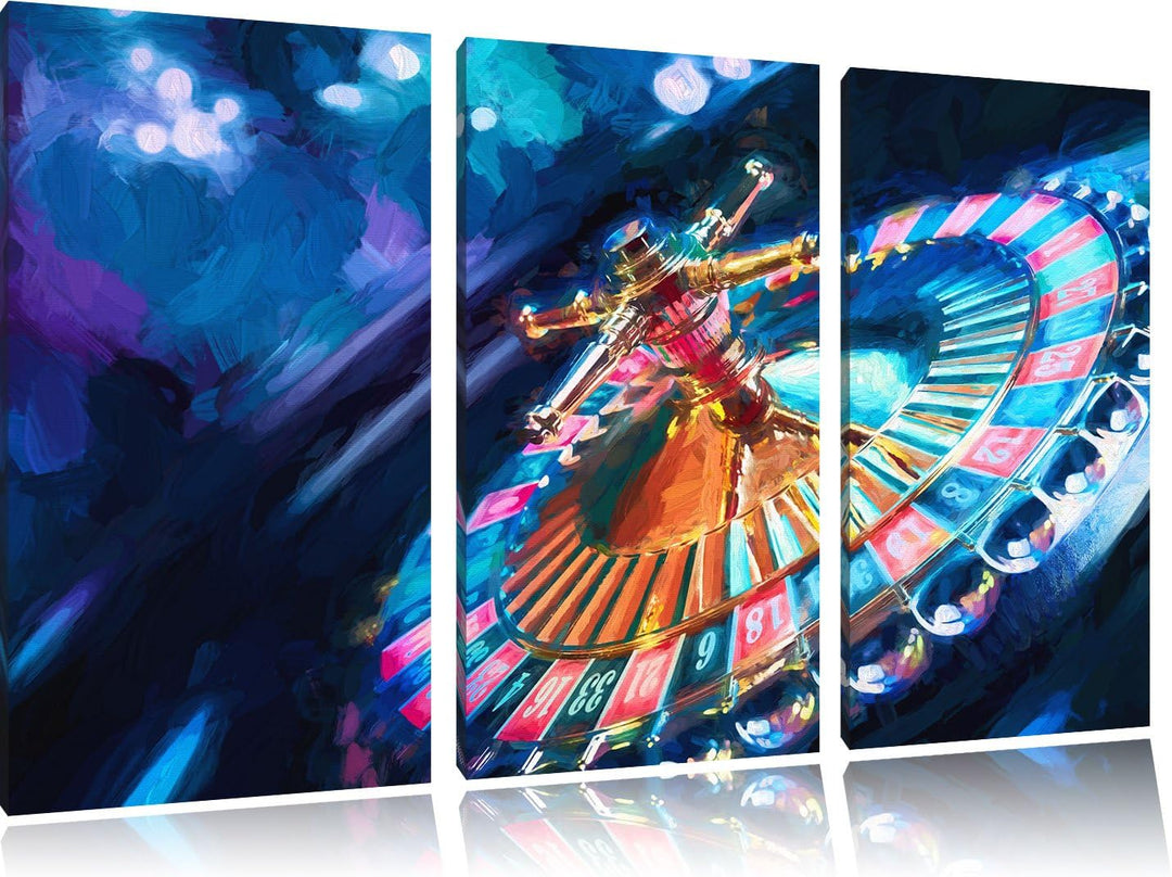 Pixxprint Roulettetisch Kunst Pinsel Effekt 3-Teiler Leinwandbild 120x80 Bild auf Leinwand