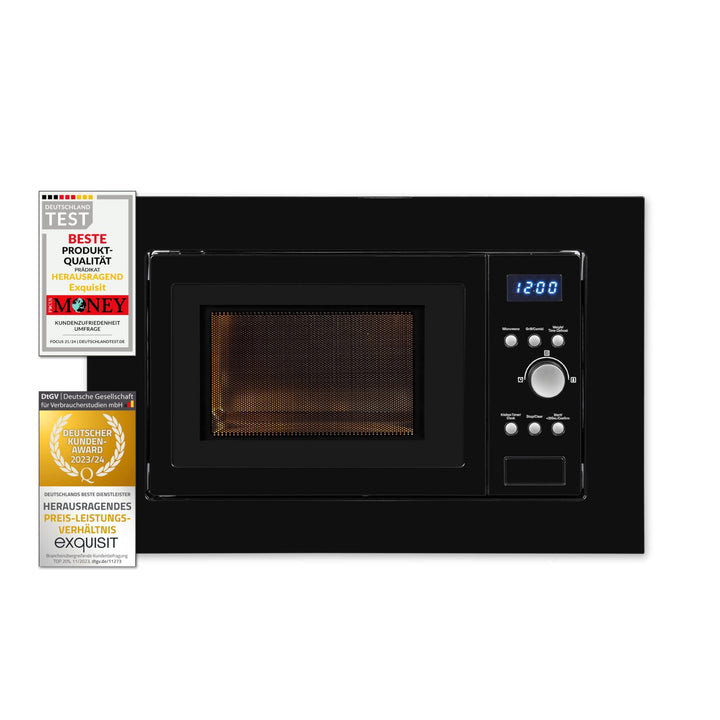 Exquisit Einbau-Mikrowelle EMW 1770-G-D-030 Schwarz | 700 Watt | 1000 Watt Grillfunktion | Timer