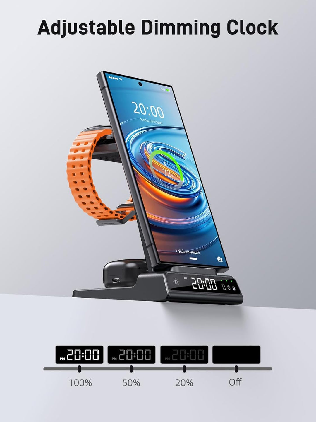 Wireless Charger für Samsung Galaxy S24 Ultra, Induktive ladestation für Samsung Watch 6, 3 in 1 lad