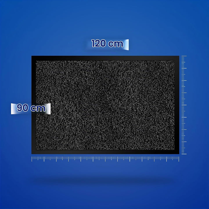 Hochwertige Fussmatte Schwarz 90x120 gross für Innen &amp; Aussen - Schmutzfangmatte rutschfest, waschba