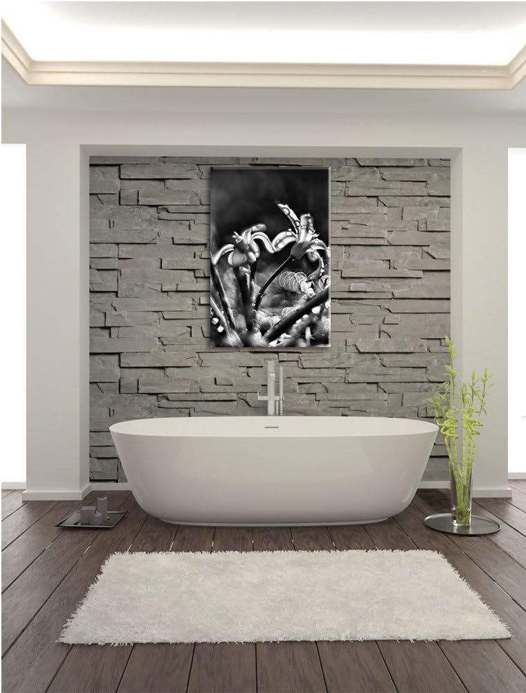 Pixxprint Monocrome, Zarte Lila Wiesenblumen im Morgentau, Format: 100x70 auf Leinwand, XXL riesige