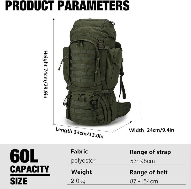 Mardingtop 50/60 Liter Erwachsene Taktischer Trekkingrucksacke Rucksack Outdoor Wanderrucksäcke Arme
