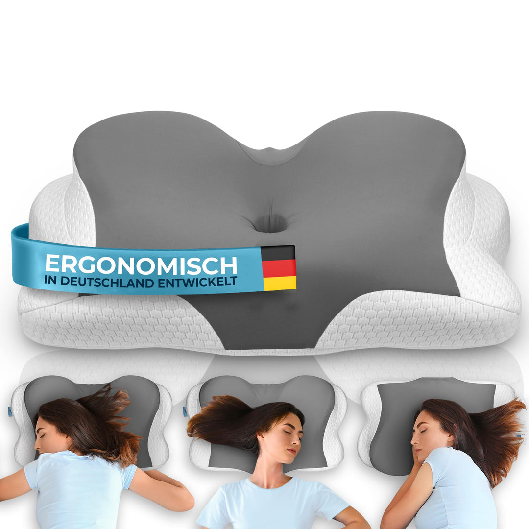 Glückstoff® Ergonomisches Kissen [Innovationspreis für Ergonomie nominiert] Kopfkissen aus Memory Fo