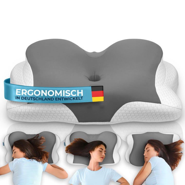 Glückstoff® Ergonomisches Kissen [Innovationspreis für Ergonomie nominiert] Kopfkissen aus Memory Fo