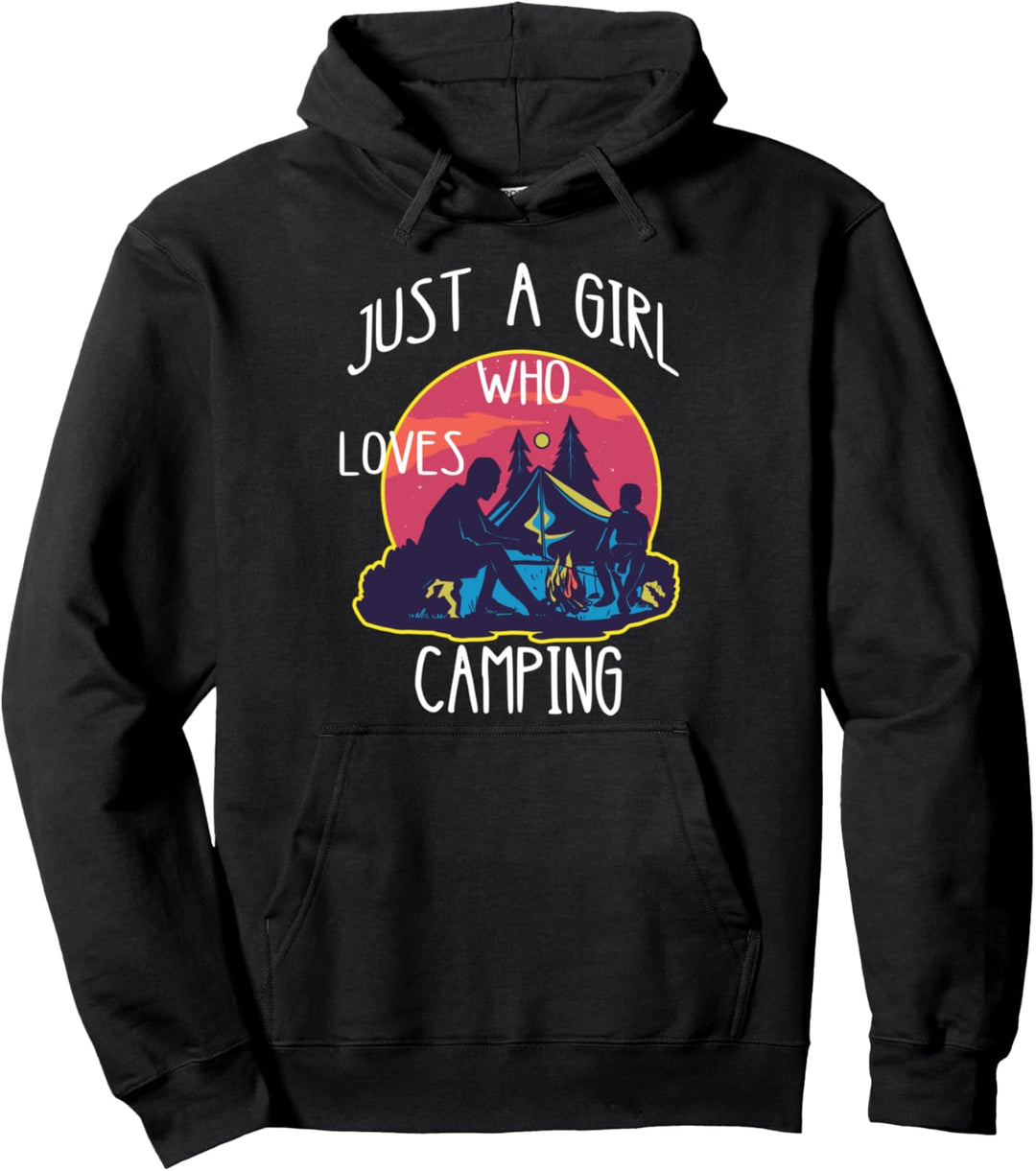 Just A Girl Who Loves Camping Ausflug Camper Mädel Campen Pullover Hoodie