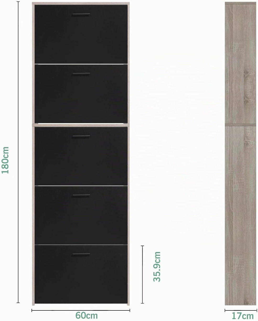 CASABEL Schuhschrank für 15 Paar – grosse Kapazität für den Eingangsbereich – L 60 x B 17 x H 180 cm