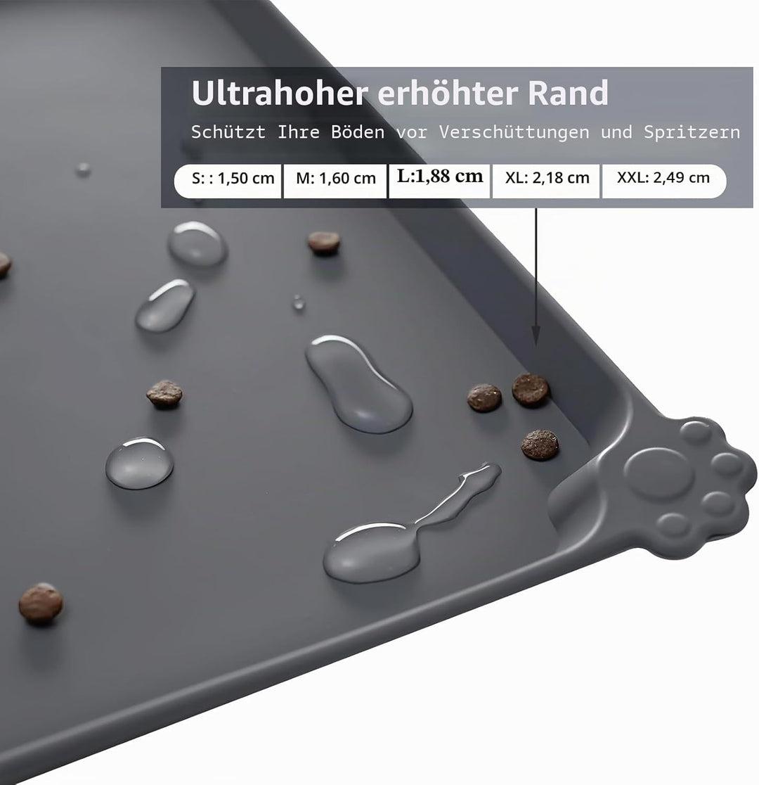 Reopet Hunde- und Katzennapfmatte, wasserdichtes, rutschfestes Silikon, Haustierfuttermatte 71 x 45