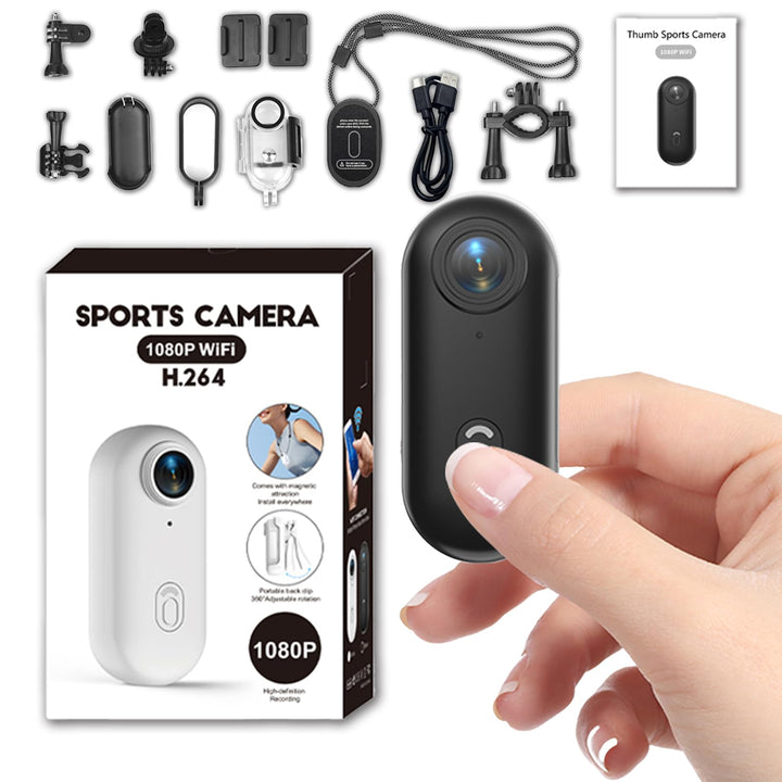 Zeerkeer Mini Thumb Action Kamera 120° Weitwinkelobjektiv 1080P Mini-Körperkamera mit magnetischem T
