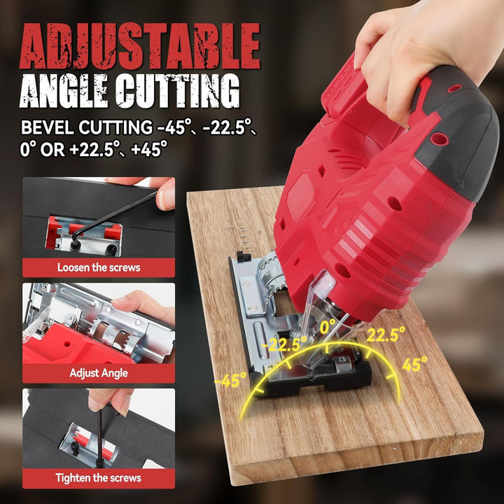 Akku-Stichsäge kompatibel mit Milwaukee 18-V-Akku, bürstenloses Stichsäge-Trennwerkzeug 400 W, 2700