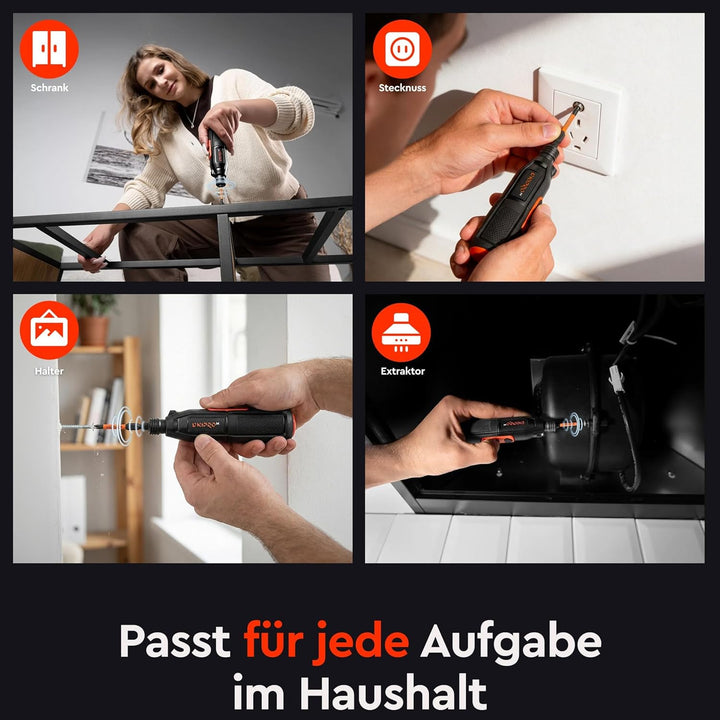 Elektroschrauber – Akku-Schrauberset – CSD-36X – Mini 3,6 V, LED, USB-C, 280 U/min – Koffer mit magn