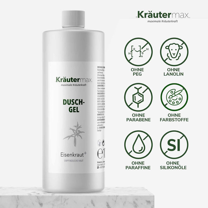 Eisenkraut Duschgel auch als Shampoo Seife Flüssig und Flüssigseife 1 x 1000 ml