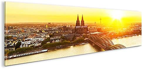 islandburner Bild Bilder auf Leinwand Cologne V2 Köln Panorama XXL Poster Leinwandbild Wandbild Deko