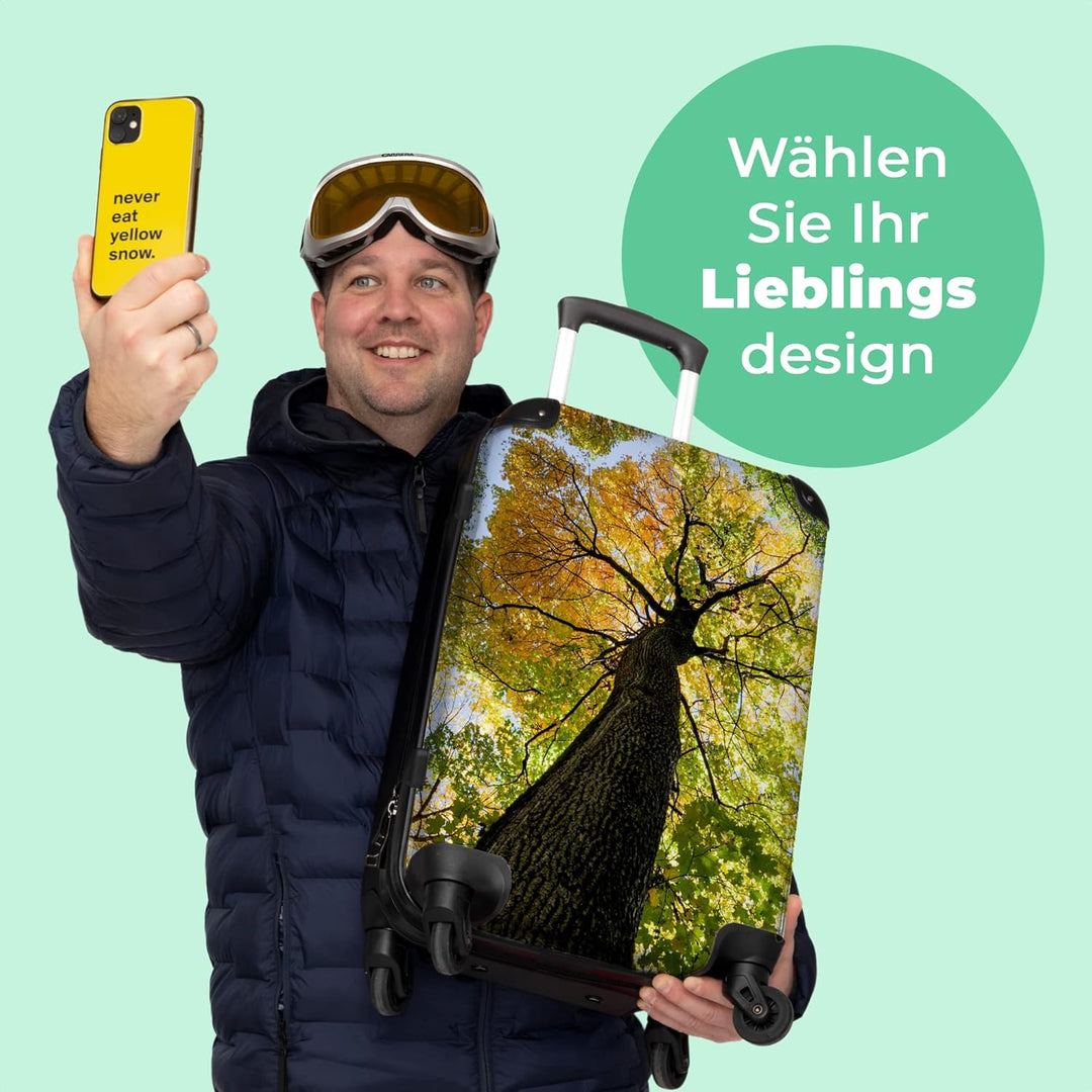 NoBoringSuitcases.com® Koffer gross Trolley Rollkoffer Reisekoffer mit 4 Rollen Fotokoffer - Bäume -