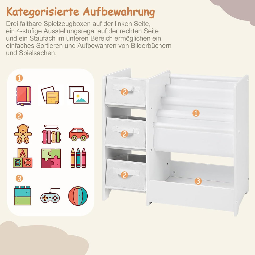 Lestarain Kinderzimmerregal, Spielzeug-Organizer, Regal für Kinderzimmer Spielzimmer, mit 3 Aufbewah