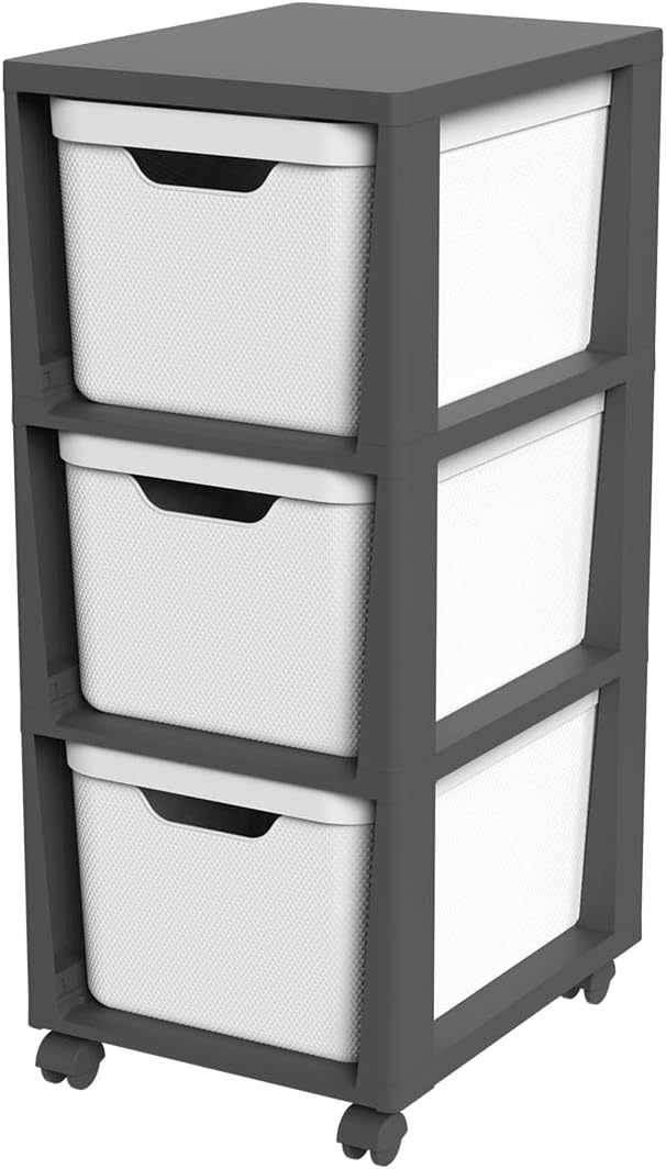 Jive Rotho Rollcontainer mit 3 Schubladen, Kunststoff (PP) BPA-frei, weiss, 3 x 16l (37.9 x 30.4 x 3