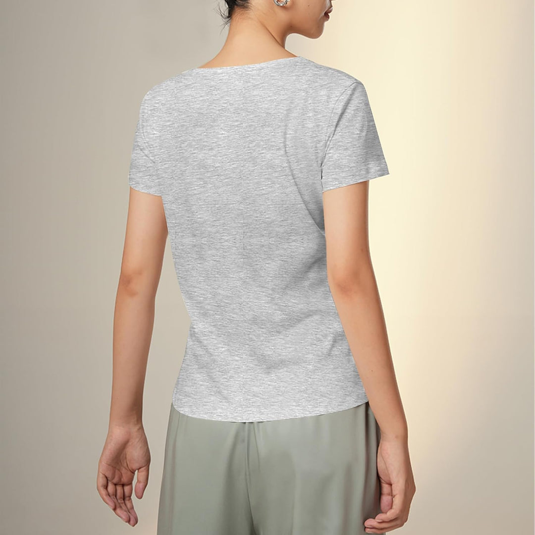LiKing Damen T-Shirt Baumwolle Kurzarm Basic Sommer Rundhals T-Shirts Oberteile Top Bluse 1/3er Pack