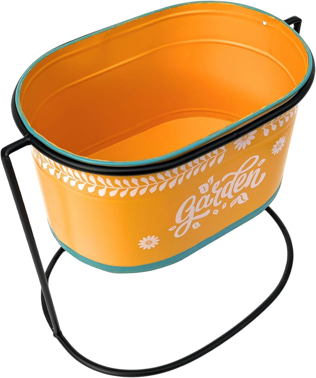 DanDiBo Blumenhocker mit Topf Metall Stehend Orange Oval 30 cm Blumenständer 96526 L Blumensäule Mod