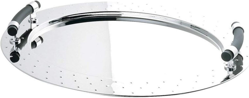 Alessi MG09 Tablett, oval aus Edelstahl mit Griffen aus PA, schwarz , 24 x 46.5 x 36 cm