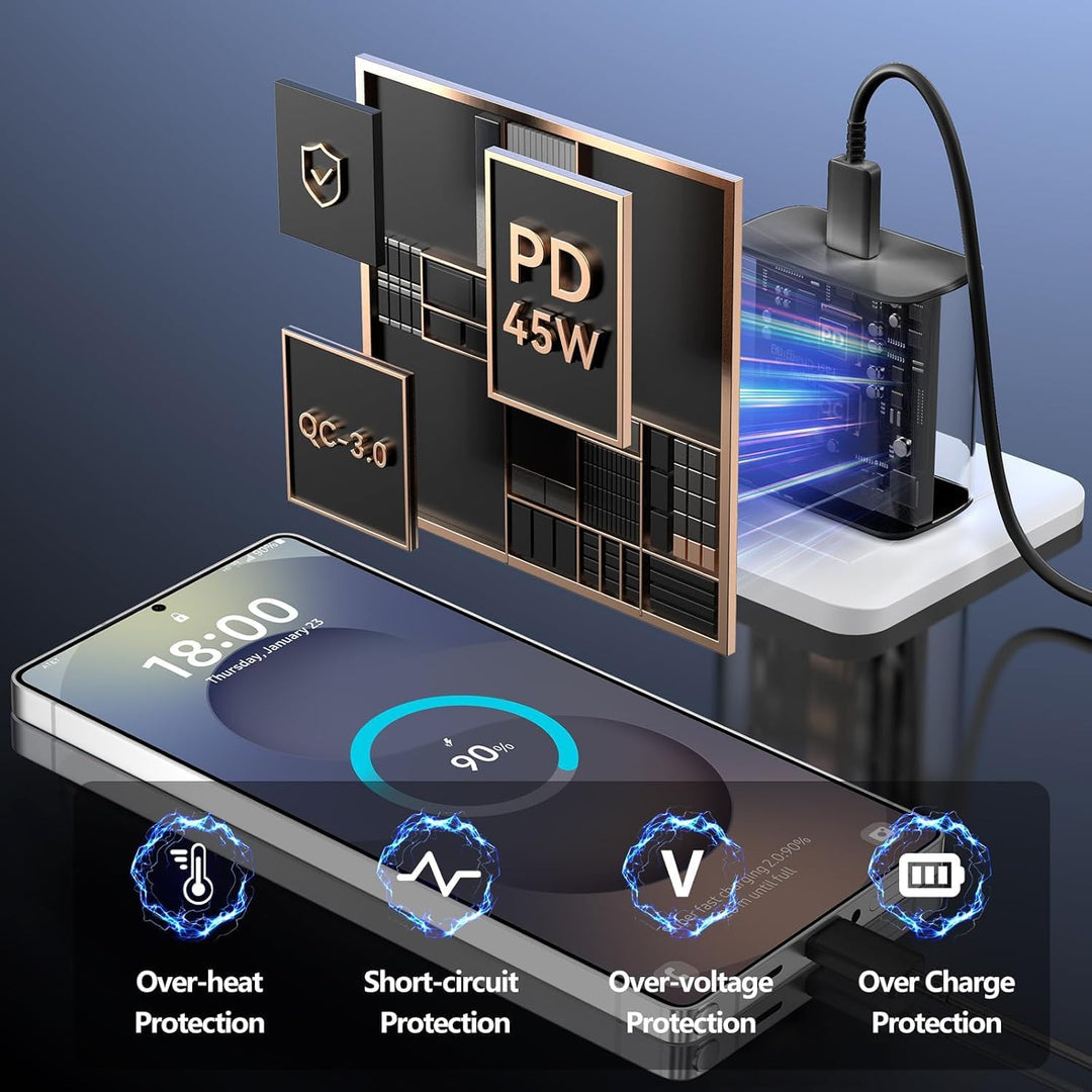 45W USB C Schnellladegerät Ladekabel für Samsung Galaxy S25 S24 S23 S22 S21 Ultra S20 A56 A55 A54 A5