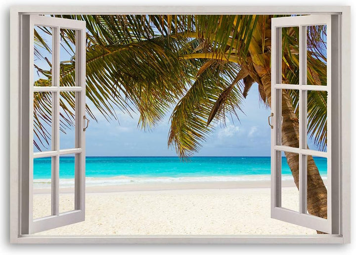 Feeby Leinwandbild XXL Landschaft Wandbild Fenster-Illusion mehrfarbig 120x80 cm 120L x 80B cm M_149