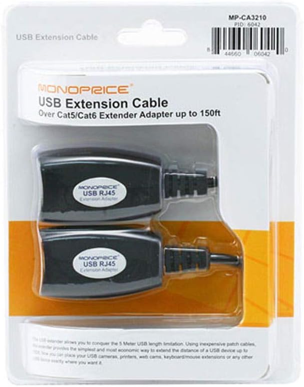 Monoprice USB-Verlängerung über CAT5E oder CAT6-Anschluss bis zu 45,7 m, Verlängerung