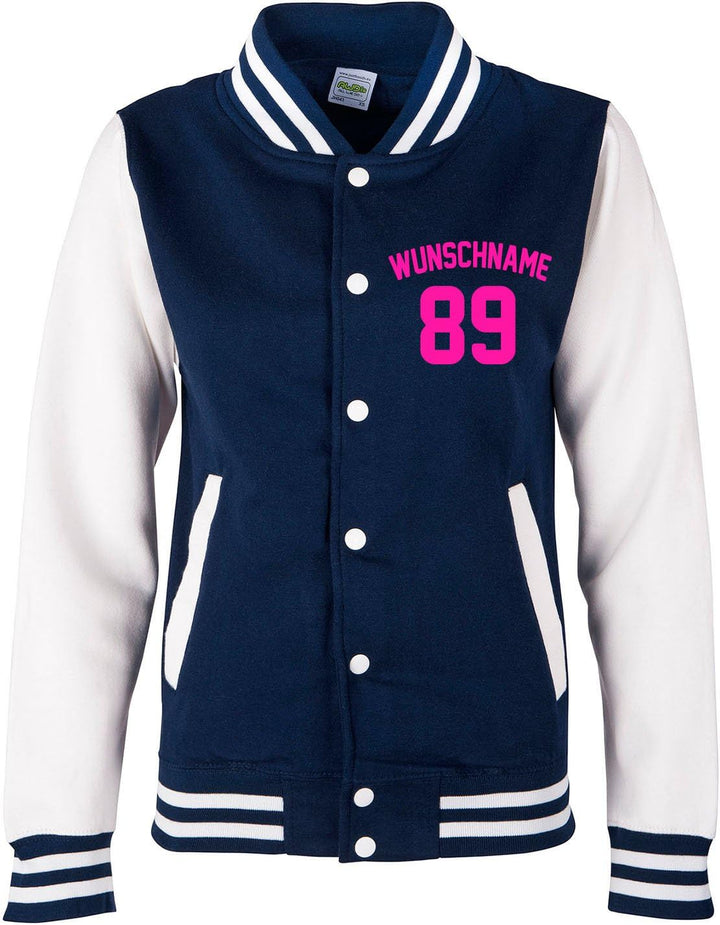 Ezyshirt® Damen Herren Kinder College Jacke Athletic mit Wunschnamen und Wunschnummer | Baseball Jac