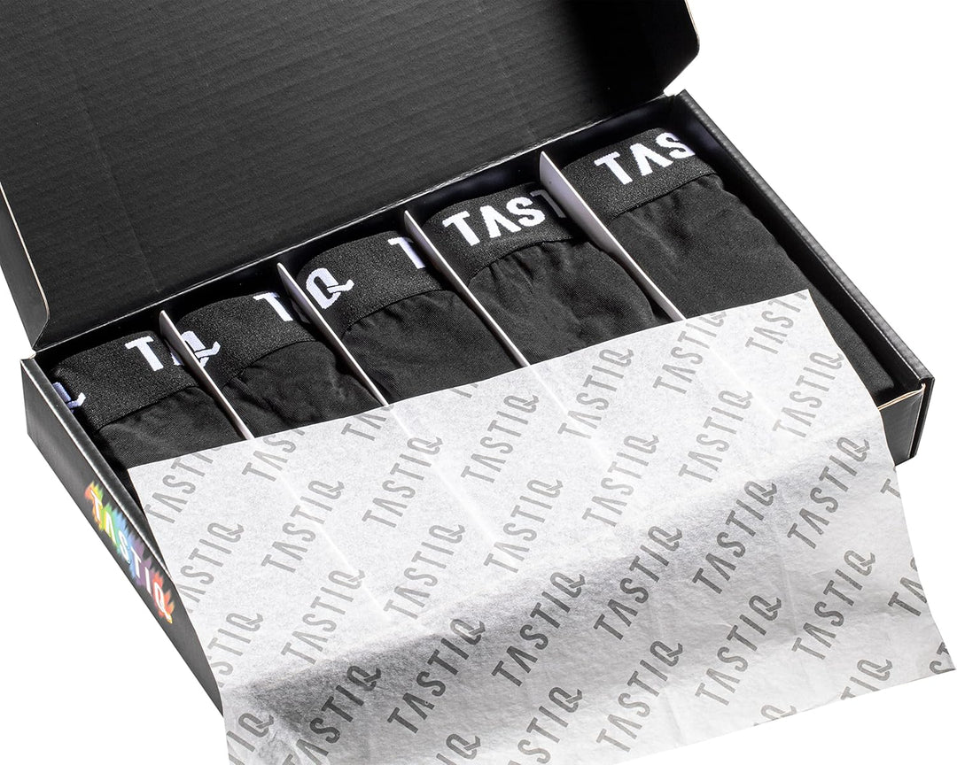 TASTIQ | Herren Boxershorts 5er Pack | Boxer Briefs aus Baumwolle All Black - Grösse M
