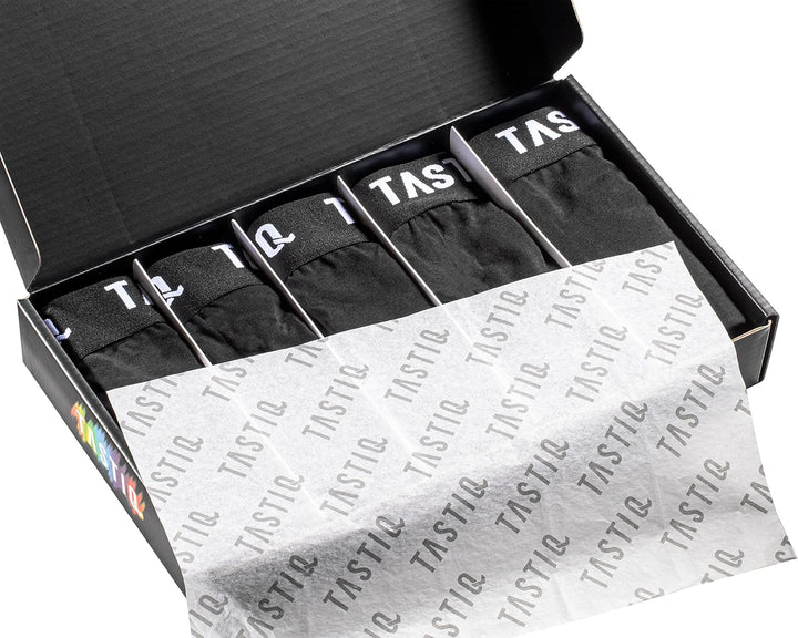 TASTIQ | Herren Boxershorts 5er Pack | Boxer Briefs aus Baumwolle All Black - Grösse M